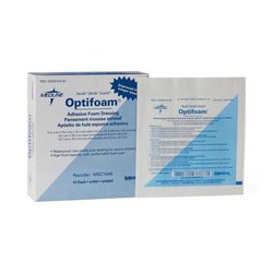 Medline Optifoam Adhesive Foam Wound Dressings, 4" x 4", 100/CS (MSC1044)