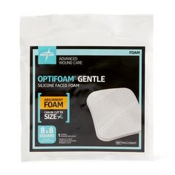 Medline Optifoam Gentle Silicone-Faced Foam Dressing, 8" x 8", in Educational Packaging, 1 EA (MSC2288EPH)