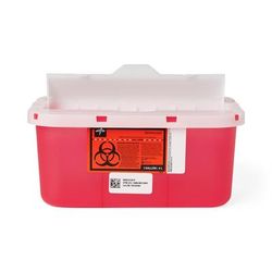 Medline Patient Room Sharps Container with Counter-Balance Lid, Translucent Red, 1 gal., 32/CS (MDS701201F)