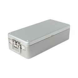 Medline Steriset Sterilization Container, Full-Size, Flat Bottom, Aluminum Lid, Gray Handle, 23.5" x 10.8" x 6", 1 EA (WAG2V15ASA)