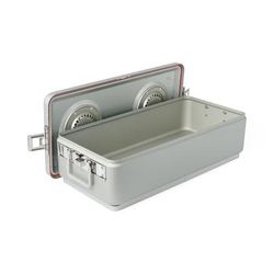 Medline Steriset Full-Sized Sterilization Container, Condensate Drain, Aluminum Lid, Gray Handle, 23.5" x 10.8" x 7.1", 1 EA (WAG2VC17ASA)