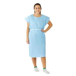 Medline Tissue/Poly Disposable X-ray Patient Gowns with Opening and Belt, 30" x 42", Blue, 50/CS (NON24354)