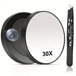 30X Magnifying Mirror （Magnified Makeup Mirror ） with 1/4Pcs Eyebrow Clip, for Grooming & Travel