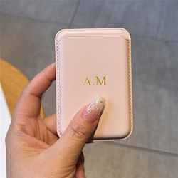 TEMU Personailze Custom Name Magnetic Card Holder Bag For Iphone 16 15 14 Pro Max 11 For Wallet Moblie Phone Case Accessories