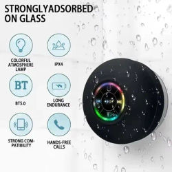 2025 salle de bain étanche sans fil LED Bluetooth haut-parleur grande ventouse Mini haut-parleur