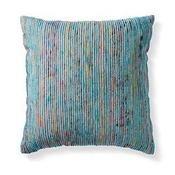 Yuna Textured Stripe Pillow - 22" Square, Blue/22" Square - Grandin Road