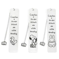 1pc rabbit, puppy, duck, animal pendant bookmark, stainless steel geometric bookmark, for students to learn office reading.