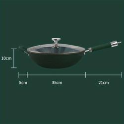 TEMU 1set Traditional Chinese With Lid, Nonstick Wok With Lid 34cm Stir Fry Pan For Cooking Compatible With Induction/gas Stove