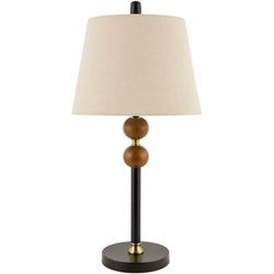 Cherechiu 25"H x 12"W x 12"D Traditional Dark Brown/Black/Beige/White/Metallic - Nickel Table Lamp - Boutique Rugs