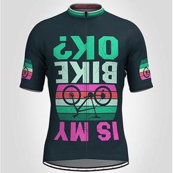 Per uomo Maglia da Ciclismo Grafico Lettere Numeri Manica Corta Bicicletta Top con 3 tasche posteriori Mountain Bike MTB Ciclismo su strada Asciugatura Rapida Strisce Riflettenti Tasca Posteriore