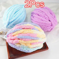 Fil à tricoter épais, ligne au Crochet pour couverture, tapis de coussin, Chenille, fil extra épais, doux et chaud, écharpe en fil de Crochet, 2 pièces