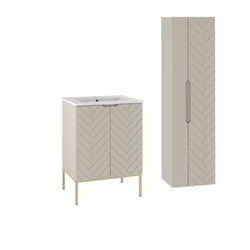 Set di mobili da bagno con lavabo effetto legno cachemire 60cm