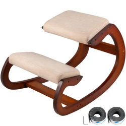 SucceBuy Ergonomic Rocking Wooden Kneeling Chair Correct Posture Computer Chair Original Home Office Furniture Thick Cushion