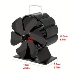 TEMU Six-leaf Fireplace Fan For Gas Stoves, Outdoor Ice Fishing, And Cooking, Thermal Heating Fan With .
