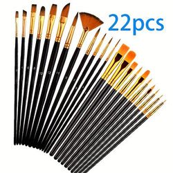 TEMU 22pcs Brush Set - High Quality Nylon Brushes, Suitable For Acrylic, Oil And Watercolor Painting - Suitable For Master Artists And Beginners - From
