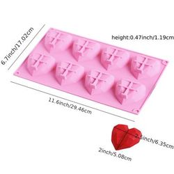 TEMU 1pc 8-cavity Diamond Heart Silicone Mold For Valentine's Day Chocolate Candy Mousse Mold For Baking Heart Shaped Soap Making Mold