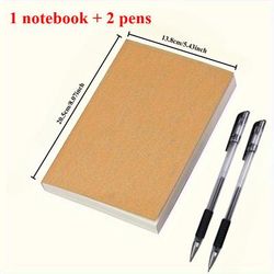 TEMU 3pcs Extra Thick 128 Sheets/256 Pages Blank Notebook - Suitable For Drawing, Sketching And Sketching | Vintage Large Notepad | With 2 Pens