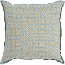 Nehalem 22" x 22" Modern Cotton Aqua/Wheat/Cream/Peach Throw Pillow - Boutique Rugs
