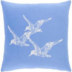 Lilyfield 18"H x 18"W Coastal Cotton White/Sky Blue Throw Pillow - Boutique Rugs
