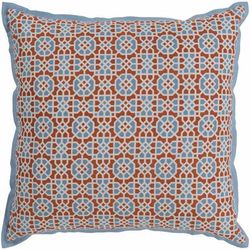 Edroy 22" Square Modern Cotton Cream/Blue/Rust/Brick Red/Rust Throw Pillow - Boutique Rugs