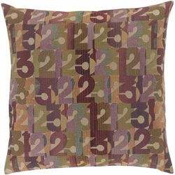 Emerton 20" Square Modern Beige/Aqua/Burgundy/Light Olive/Olive Lumbar Pillow - Boutique Rugs