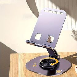 TEMU High-quality Desktop Mobile Phone Holder Soligu: Uses Silicone Pad For Stability, 360° Rotating Base, Foldable And Portable, With Soothing Mechanical Sound