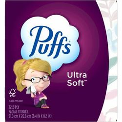 Puffs Ultra Soft Facial Tissue, Purple, 72/Box, 24 Box/Carton (PGC97788CT)