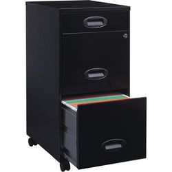 NuSparc 3 Drawer File Cabinet, 14.2" Width x 18" Depth x 29.5" Height, Black, Painted Steel, Recycled (NPRVF318EMBK)