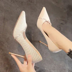 Chaussures pointues à talons hauts pour femmes, chaussures de mariage, de tempérament, simples, pour Banquet, nouvelle collection printemps et automne 2024