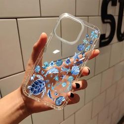 TEMU Coastal Cowgirl Blue Ocean Aesthetic Clear Phone Case For Iphone 16 11 15 14 Pro Max Xr Plus Case Transparent Phone Cover Birthday Christmas Gifts For Women Teen Girl Gifts Trendy Stuff