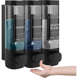 TEMU Wall Mounted Soap Dispenser, Shower Gel Dispenser, Triple Shampoo And Conditioner Dispenser No Drilling Abs For Bathroom 300ml*3