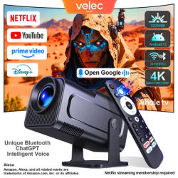 Velec Projector Android 13 HY320 NTV 4K 1080P 500ANSI BT5.2 WIFI6 Voice Remote Outdoor Smart For Home Theater Projectors