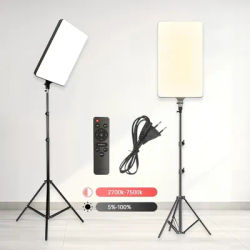 SH 24'' LED Video Light 90W Photography Selfie Dimmable Panel Lighting Photo Studio Live Stream Fill LampTripod Stand