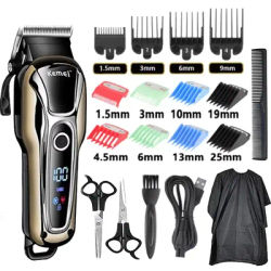 Kemei KM-1990 Hair Clipper Professional Hair Clipper Men's Hair Clipper Electric Trimmer LCD Display Hair Clipper Almighty Set