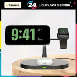 3 In 1 Magnetic Wireless Charger Stand For Magsafe iPhone 16 15 14 13 12 Pro Max Apple Watch 1-9