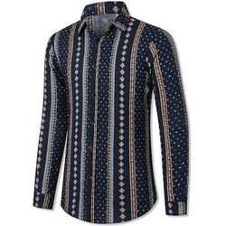 Retrò Vintage Anni '70 Camicia Hippie A righe Etnico Costume Per uomo Feste Abbigliamento quotidiano Parata dell'Orgoglio Adulti Camicia