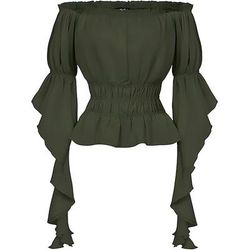 Retrò Vintage Medievale Rinascimento Blusa / Camicia Manica a Balze Vichingo Elfico Senza spalline Tinta unica Costume Per donna Celtico Costumi da pirata Fantasia Halloween Carnevale Vacanza Casual
