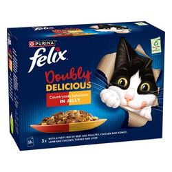 12x85g Countryside Selection in Jelly Doubly Delicious Felix As Good As It Looks Wet Cat Food