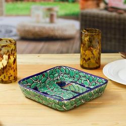 'Hacienda-Style Talavera Fish-Themed Ceramic Dessert Plate'