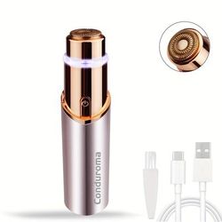TEMU Conduroma Portable Lady Shaver - Usb Rechargeable Facial Hair Remover For Face, Upper Lip & Chin - Painless & Effective