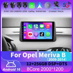 Android 16 pour Opel Meriva B 2009 - 2014 Autoradio Multimédia Lecteur Vidéo GPS Navigation 4G Stéréo Carplay Autoradio WIFI DSP