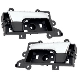 Replacement Interior Door Handle Chrome Lever with Textured Black Bezel, Front & Rear, Driver Passenger Side, SET-RT46210033