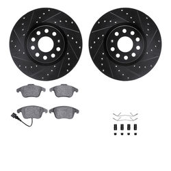 R1 Concepts Brake Disc & Pad Kit eLINE Black Rotors with Optimum OEp Pads Series, Front, 1 Year Limited Warranty WHUH1-74112