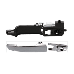 Replacement Exterior Door Handle Metal & Plastic Black Chrome, Front, Driver Side, 1-year unlimited-mileage warranty SET-RF46250006-B