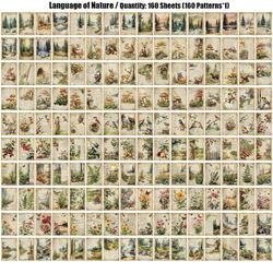 TEMU 160 Sheets Vintage Natural Scenery Paper Pack, Glossy Finish, Non-sticky, Large Size, 160 Unique Patterns, Decorative Background Material For Diy Craft, Notebook, Planner, Journaling Supplies
