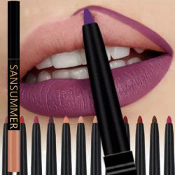 6-color Lipliner With Lip Brush Waterproof, Sweat Resistant, Velvet And Multi-color Lip Pencil Cosmetics