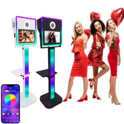 Portable Photo Booth With 15.6" Touch Screen Photo Booth With Light DSLR Photobooth Shell with Flight Case for Wedding Rental