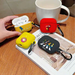 Dessin animé drôle s-simpsons-antichoc de protection brillant dur PC écouteur housse pour AirPods 1 2 3 4 Pro Pro2 avec crochet en métal