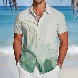 Per uomo Foglia di palma Piante tropicali Camicia Camicia hawaiana Camicia con bottoni Manica corta Hawaiano Ricorrere Da mare Per eventi Abbigliamento mare Estate Primavera Collo ripiegabile Stampa