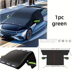 TEMU 1pc Of Oxford Cloth Car Front Windshield Cover For Snow And Sun Protection, Suitable For All , Windproof, Snowproof, And .